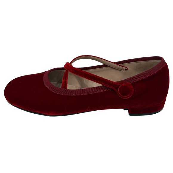 Miu Miu red velvet maryjane ballet flats size 9.5/39.5 - Picture 1 of 5